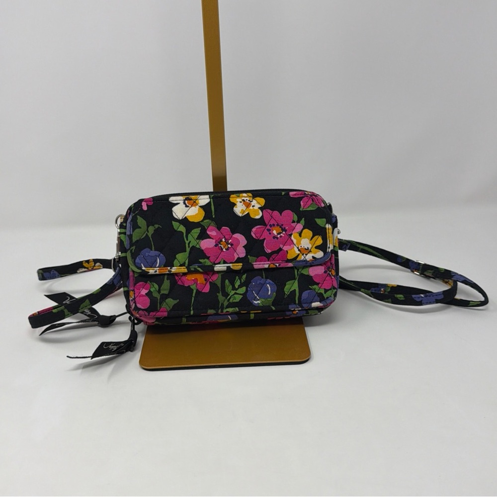 Vera Bradley Wildflower Garden Mini Crossbody Bag Floral Quilted Adjustable